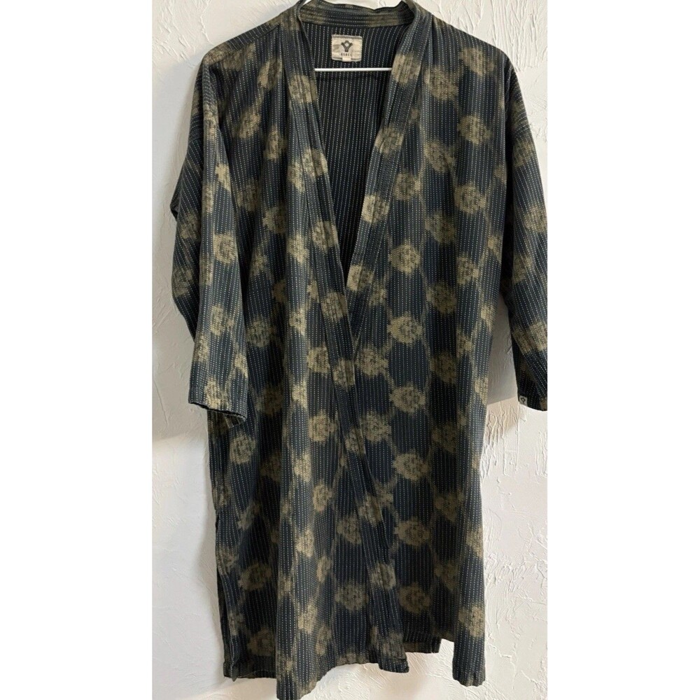 BSBEE Women’s Robe Black/Beige Stripe 3/4 Sleeve Size M